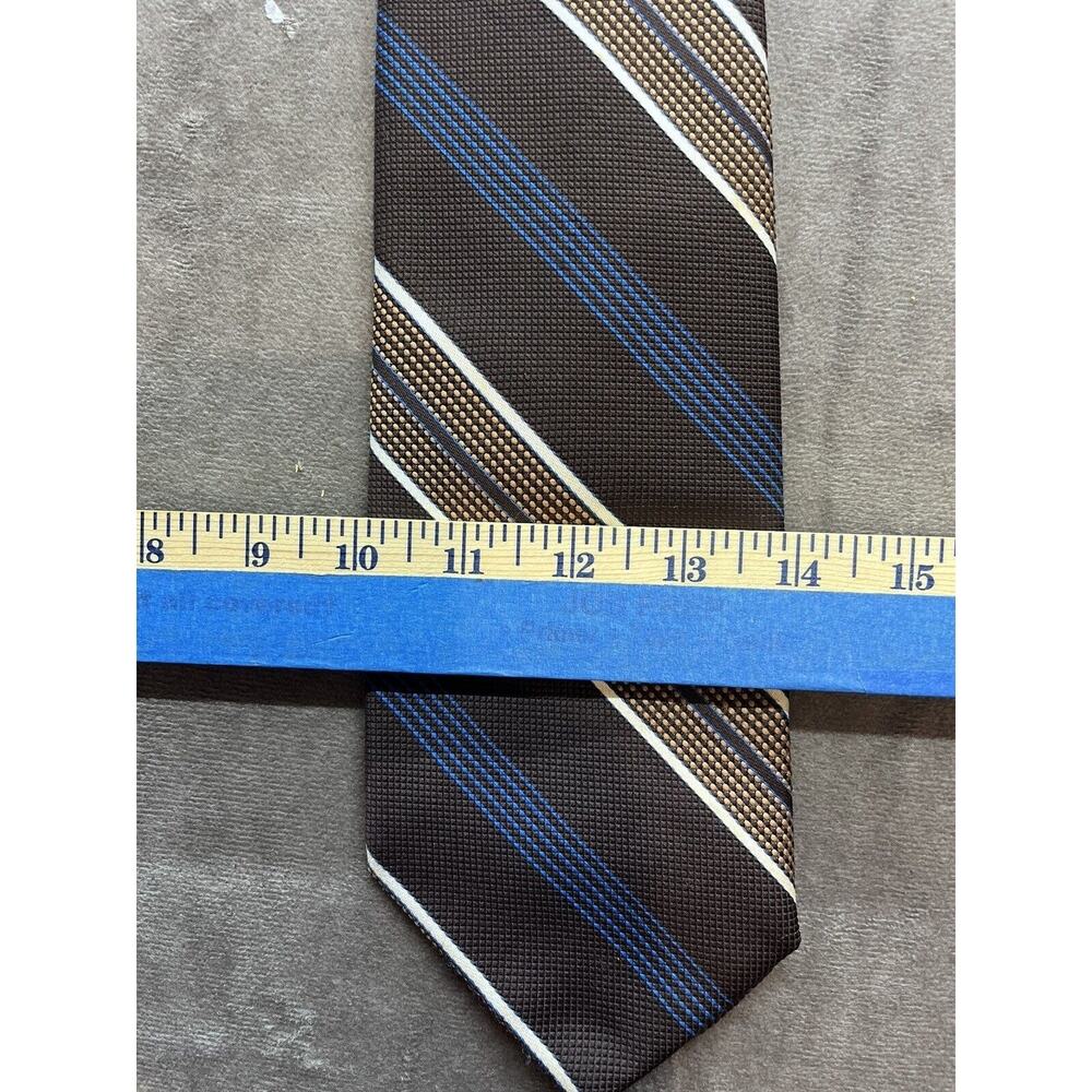 Vintage Andhurst Brown Blue Striped Men’s Dacron Polyester Neck Tie 70's - Picture 3 of 6
